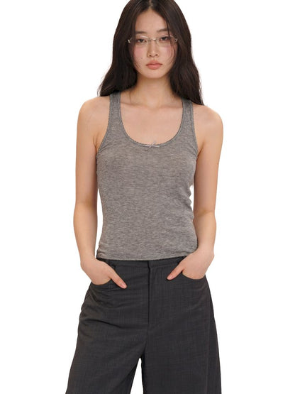 Lace bow casual lazy camisole undershirt【s0000013437】