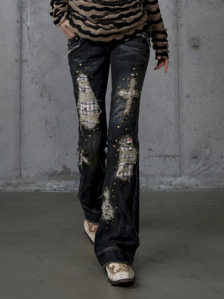 Distressed Straight-Leg Slim-Fit Jeans【s0000013946】