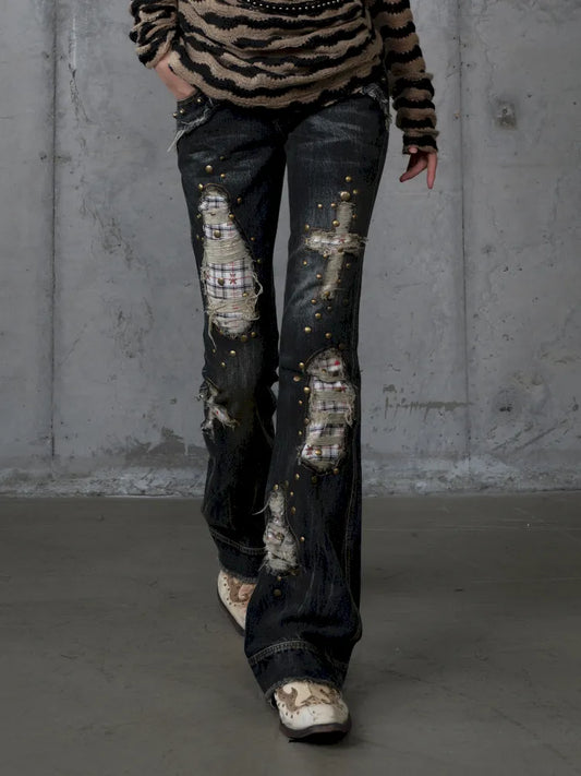 Distressed Straight-Leg Slim-Fit Jeans【s0000013946】