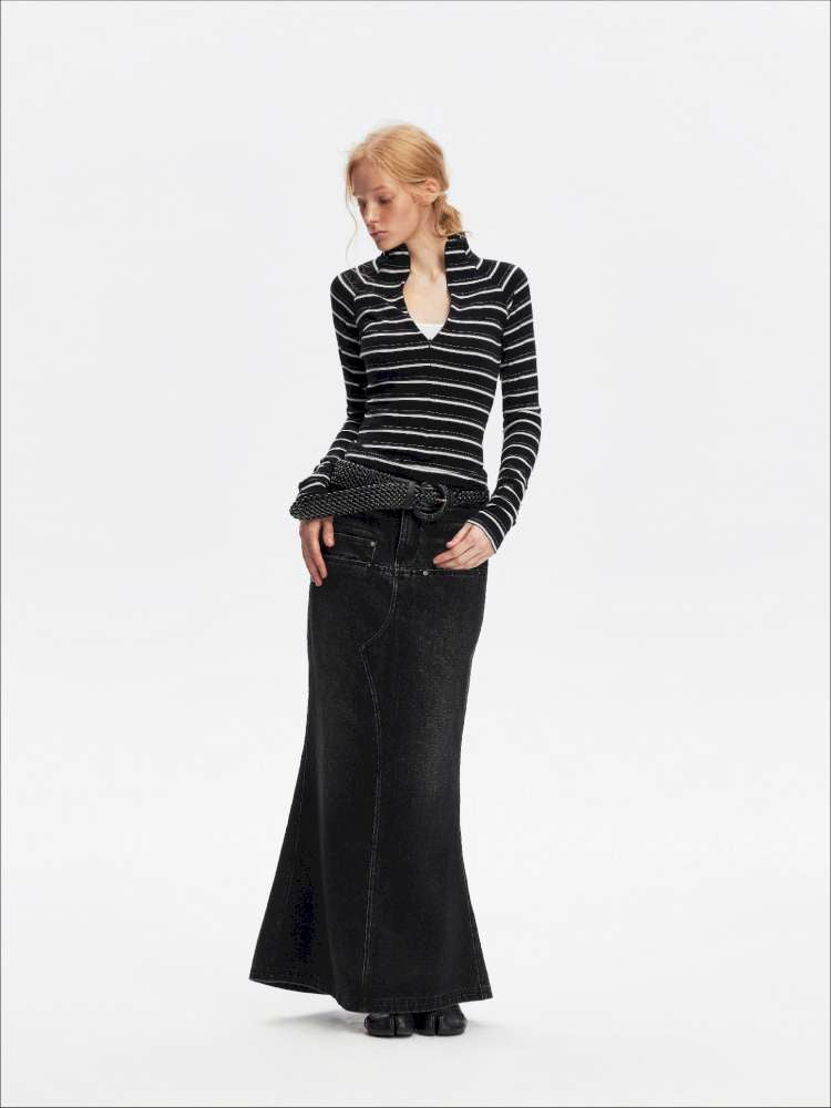 Vintage Striped Slim Knit Top【s0000015059】