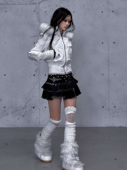 Street Punk Fur Hooded Padded Jacket【s0000014922】