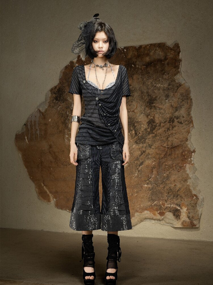 Dark Punk Cropped Bootcut Pants【s0000016887】