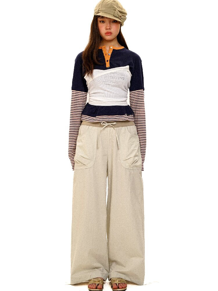 Threaded Waist Drawstring Pants【s0000017438】