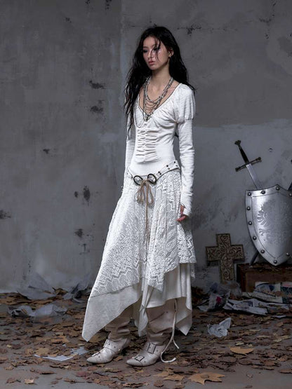 Lace Slimming Patchwork Knit Dress【s0000014467】