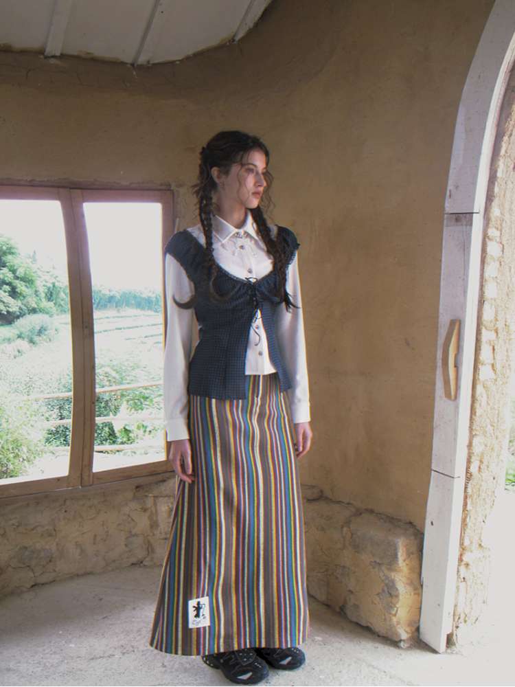 Blue Plaid Polka Dot Long Shirt【s0000014902】