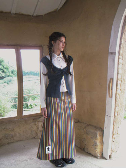 Blue Plaid Polka Dot Long Shirt【s0000014902】