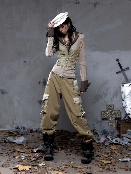 Vintage Punk Knight Slim Fit Shirt【s0000014652】