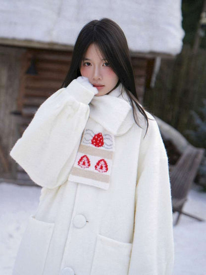 Strawberry Cake Jacquard Knit Scarf【s0000014943】