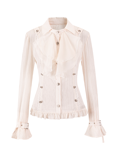 Gothic Pleated Ruffled Slim Shirt【s0000015450】