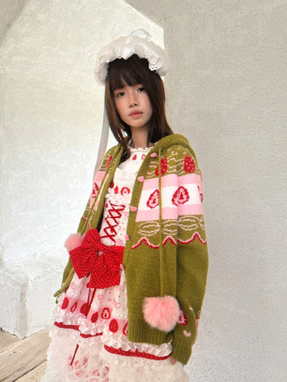 Strawberry Matcha Fair Isle Cardigan【s0000018535】