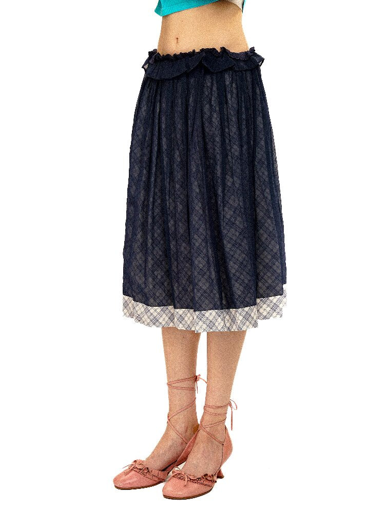 Thin Plaid Bow Spliced Skirt【s0000016087】