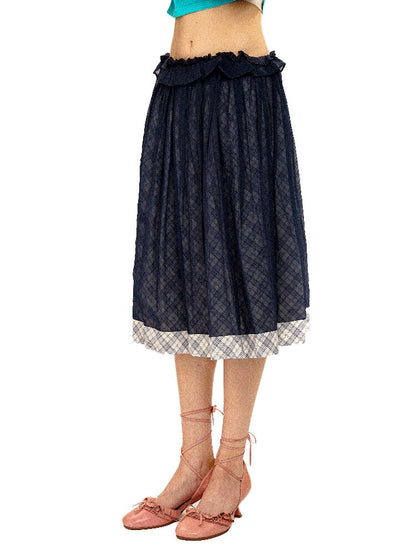 Thin Plaid Bow Spliced Skirt【s0000016087】