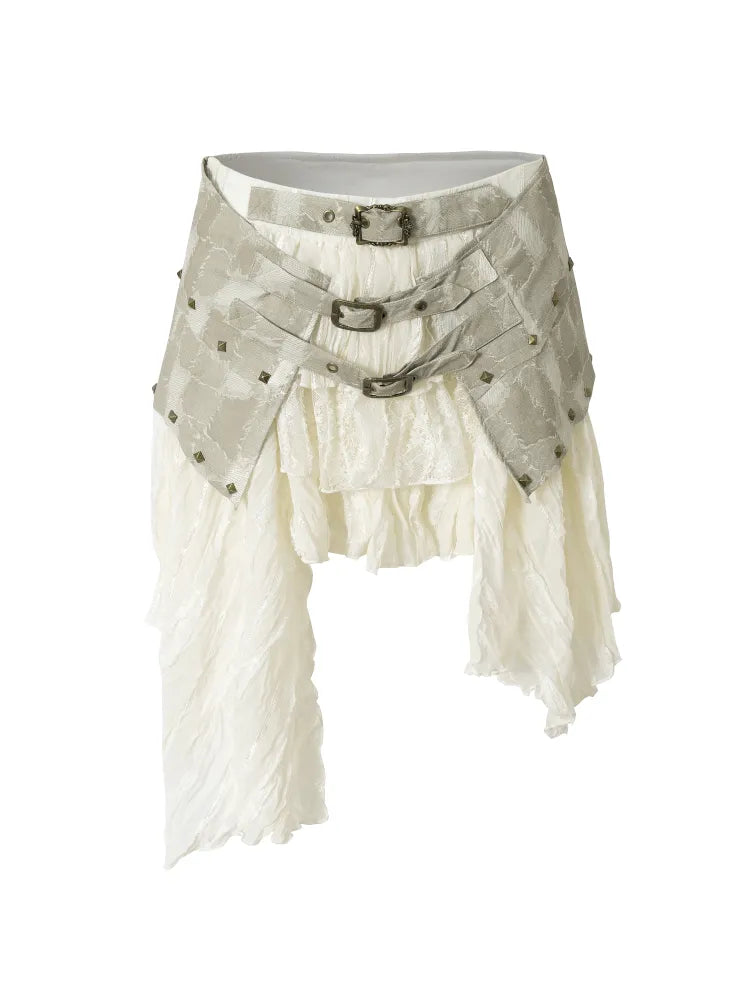 Asymmetrical multi-layer lace skirt【s0000013955】