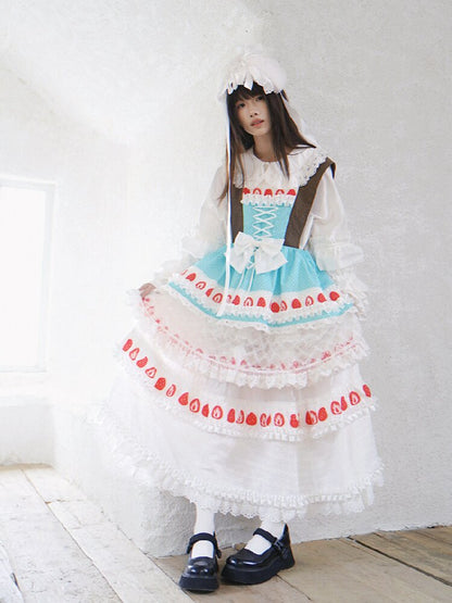 Cake Print Cut-Out Lace Bow Skirt【s0000018542】
