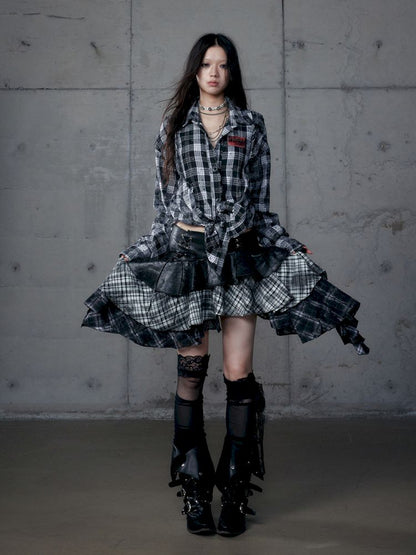 Heavy leather bustier skirt【s0000013467】