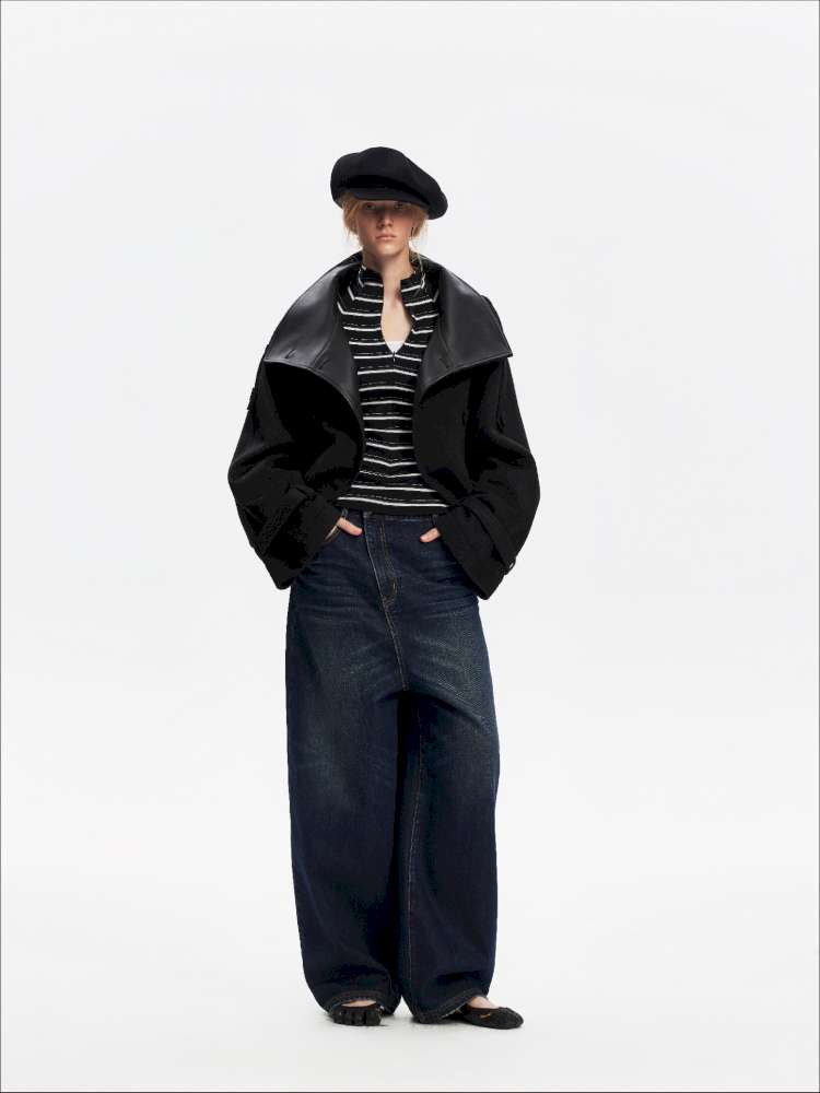 Vintage Yellow Mud Distressed Wide-Leg Jeans【s0000014873】