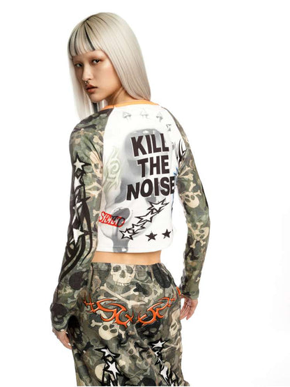 Sweet Cool Y2K Subculture Print Short Top【s0000014907】