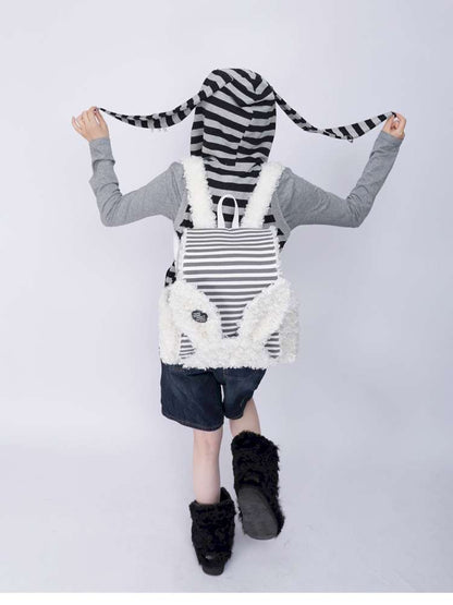 Rabbit Ears Fur Computer School Bag【s0000014615】