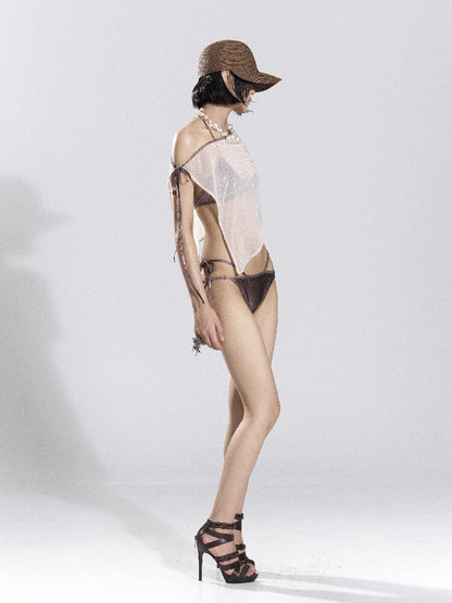 Foil Print Bikini Mesh Set【s0000018480】