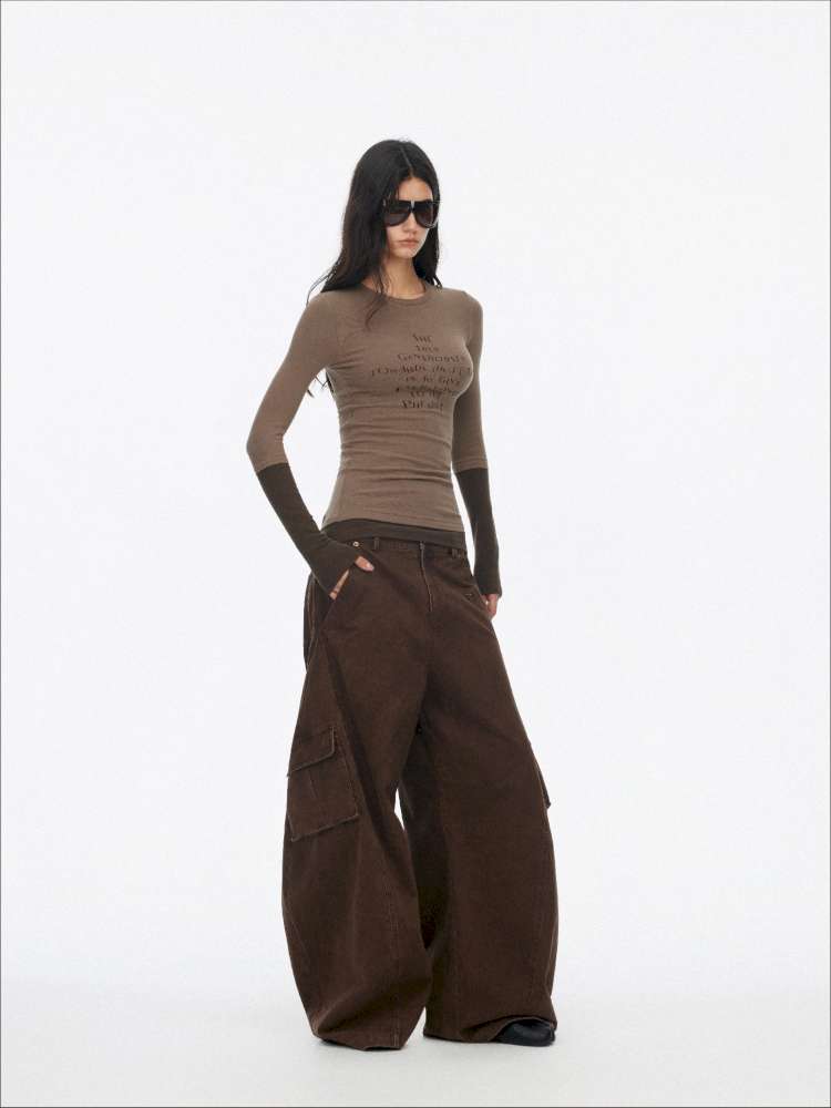 Fake Two-Piece Letter Print Slim Long-Sleeve T-Shirt【s0000014874】