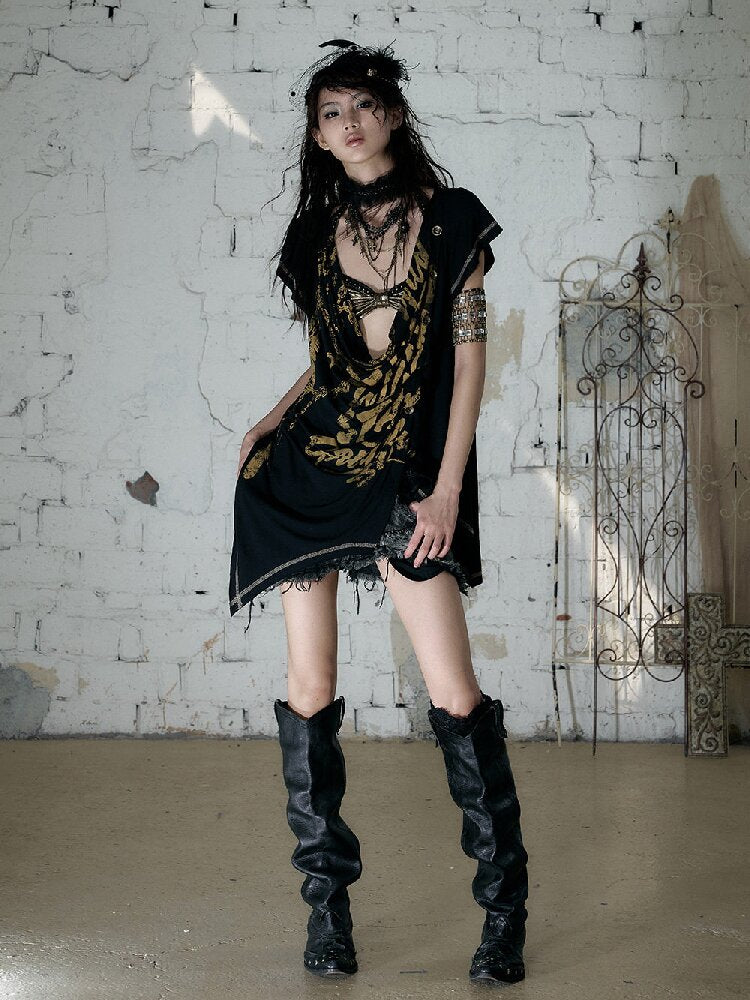 Punk Metallic Bikini Short T-Shirt【s0000016978】