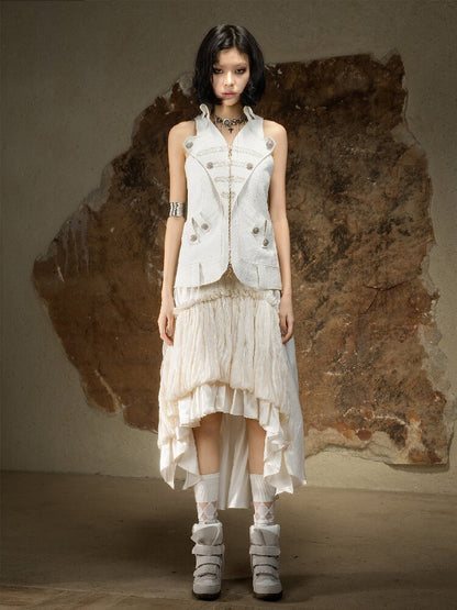 Sleeveless Halterneck Vest Shirt Top【s0000016885】