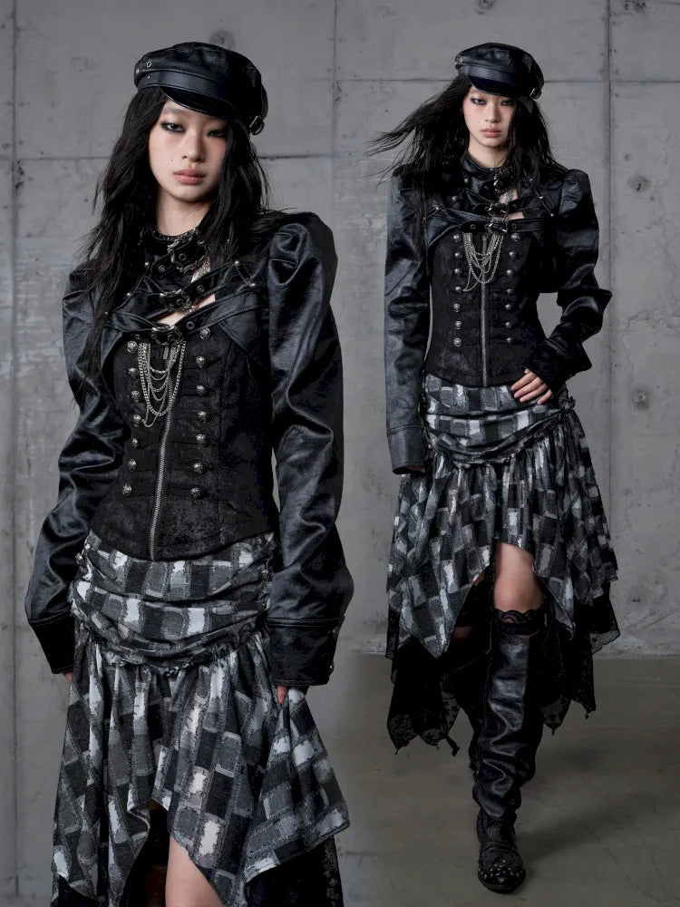 Stand Collar Ultra-Short Leather Jacket【s0000013950】