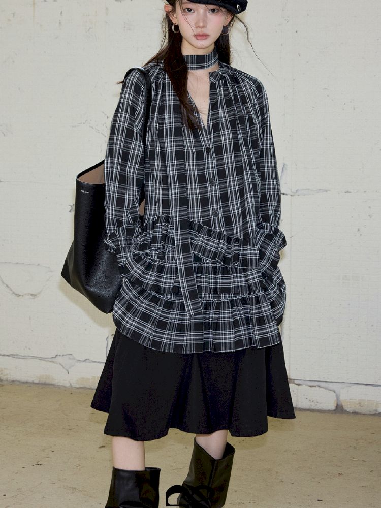 Plaid Ruffle Dress【s0000013739】