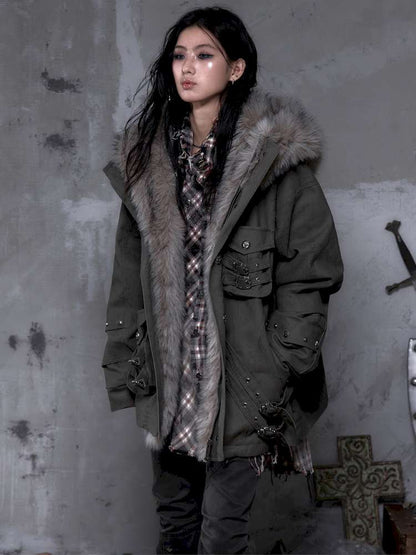 Mid-Length Fleece-Lined Cotton Jacket【s0000014475】