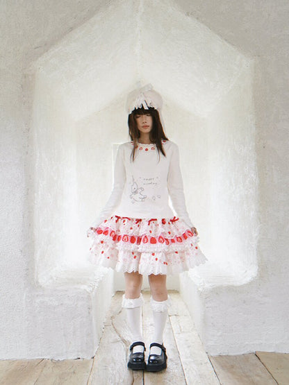 Cake Print Lace Bow Short Skirt【s0000018539】