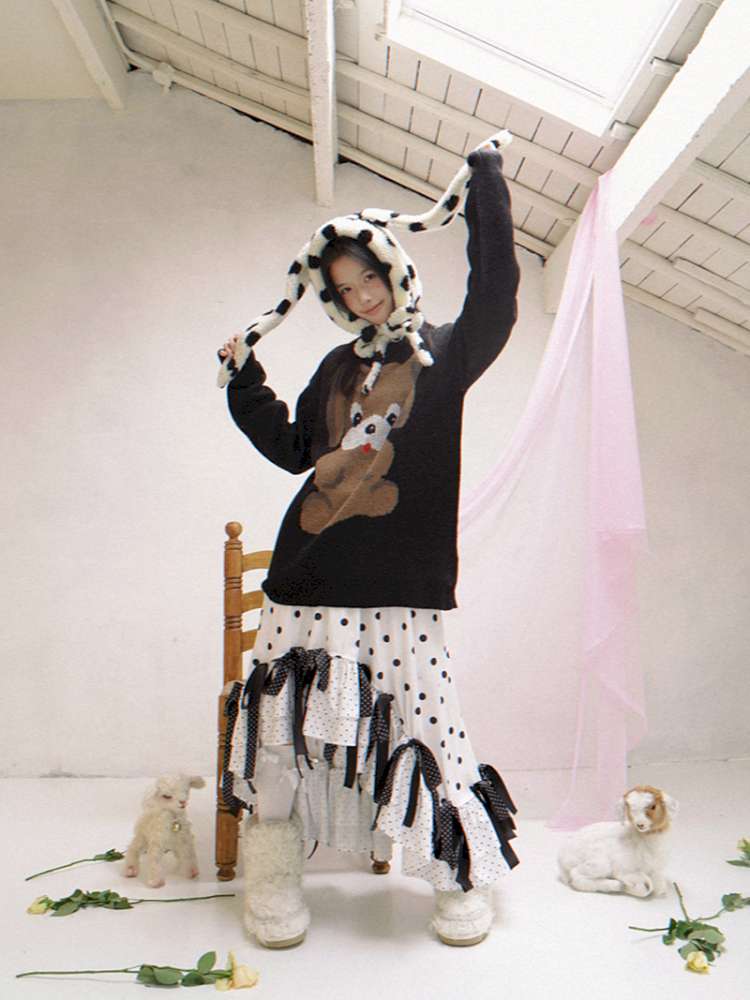 Asymmetric Bow Midi Skirt【s0000014525】