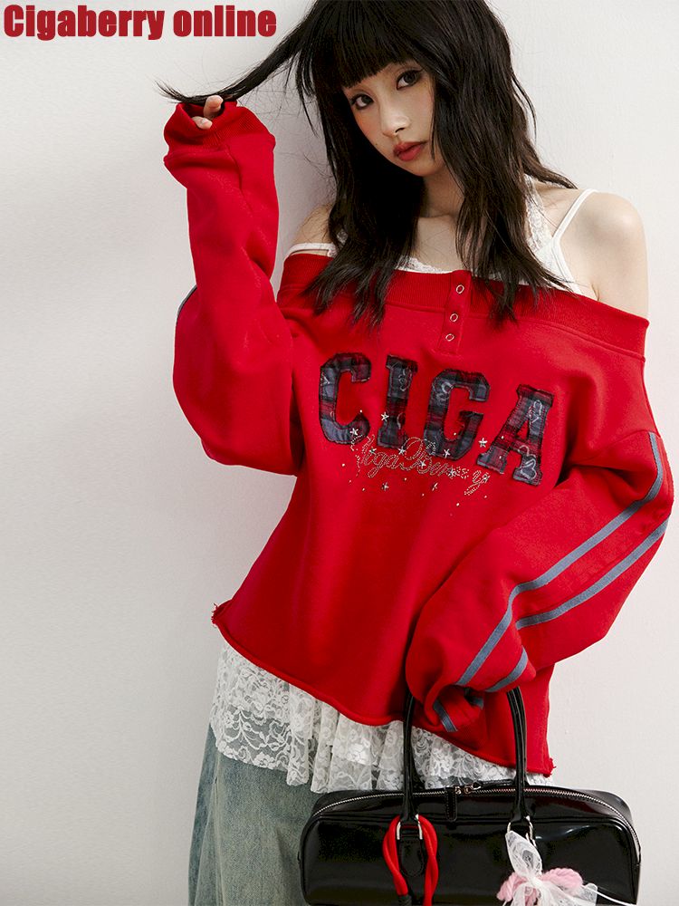 하나의 어깨 슬래시 다중 스웨트 셔츠 [S0000011427]