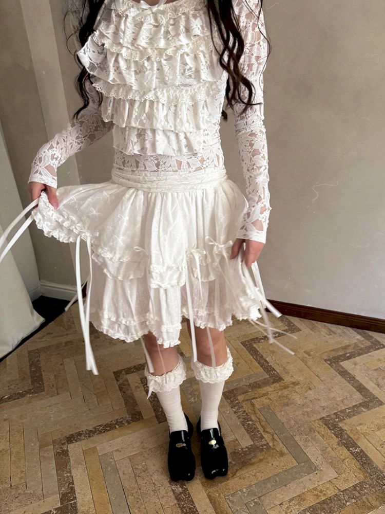 Double-layer bow-tie short skirt【s0000012764】