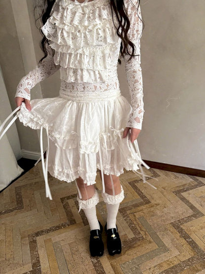 Double-layer bow-tie short skirt【s0000012764】