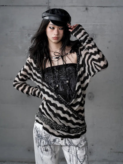 Two-Piece Set Striped Knit Top【s0000013953】