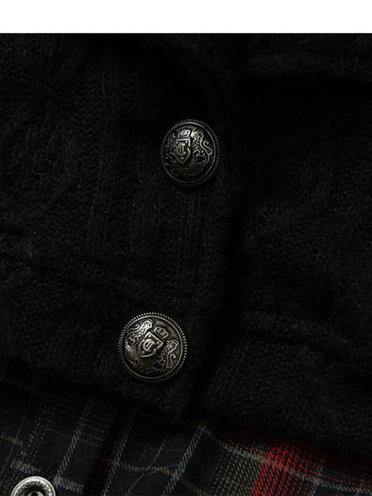 Check Knit Fake Two Piece Shirt【s0000015547】