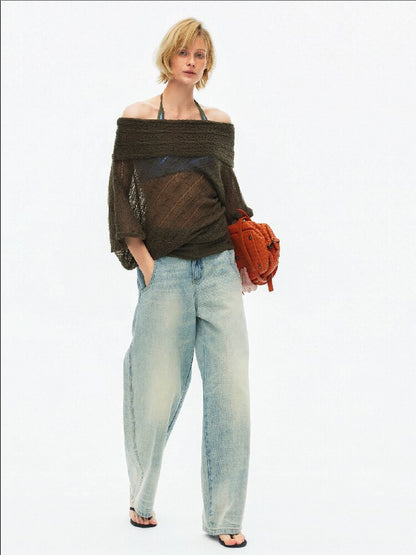 One Shoulder Cut Out Cable Knit【s0000015930】