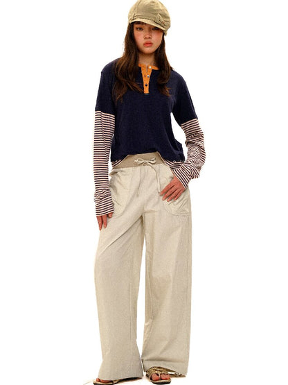 Threaded Waist Drawstring Pants【s0000017438】