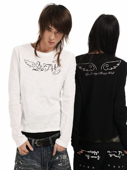 Angel Slogan Cotton Long-Sleeve T【s0000018356】