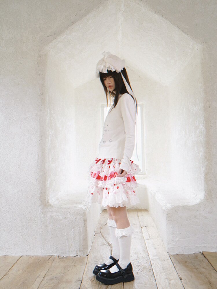Cake Print Lace Bow Short Skirt【s0000018539】