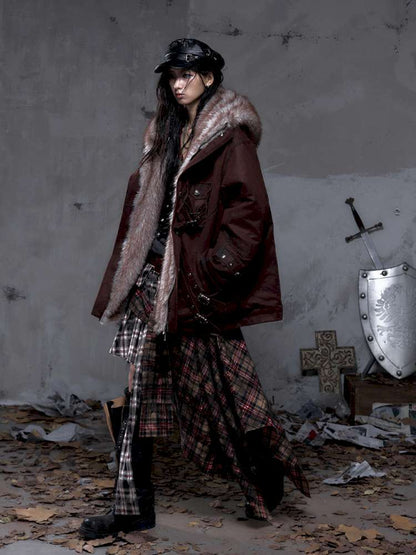 Mid-Length Fleece-Lined Cotton Jacket【s0000014475】