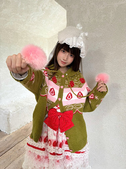 Strawberry Matcha Fair Isle Cardigan【s0000018535】