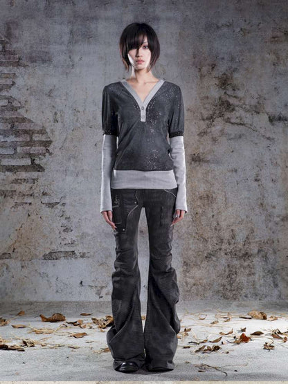 High-Stretch Printed Rhinestone Knit Top【s0000014490】