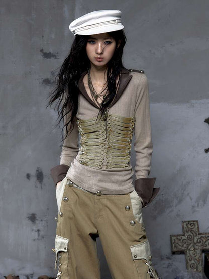 Vintage Punk Knight Slim Fit Shirt【s0000014652】