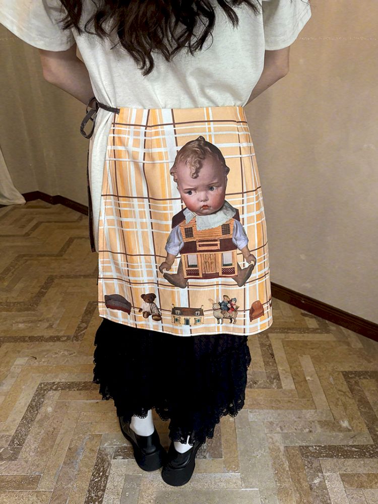 Doll Print Apron Diaper Cover【s0000012759】