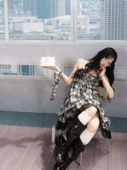 Lace Patchwork Plaid Sundress【s0000016277】