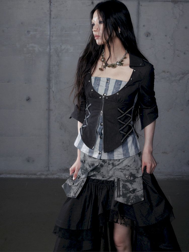 Short low collar long sleeve shirt【s0000013478】