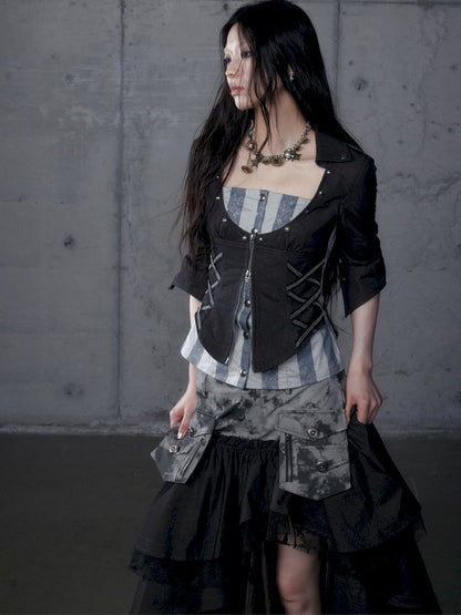 Short low collar long sleeve shirt【s0000013478】