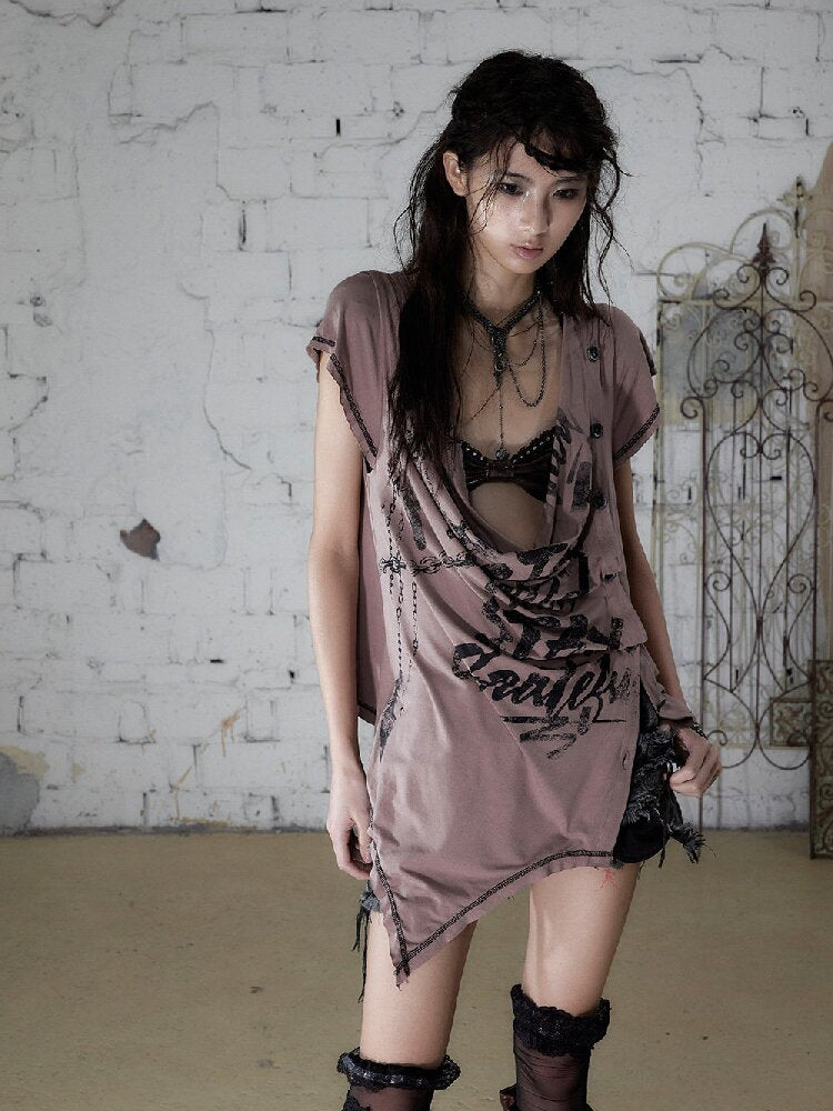 Punk Metallic Bikini Short T-Shirt【s0000016978】