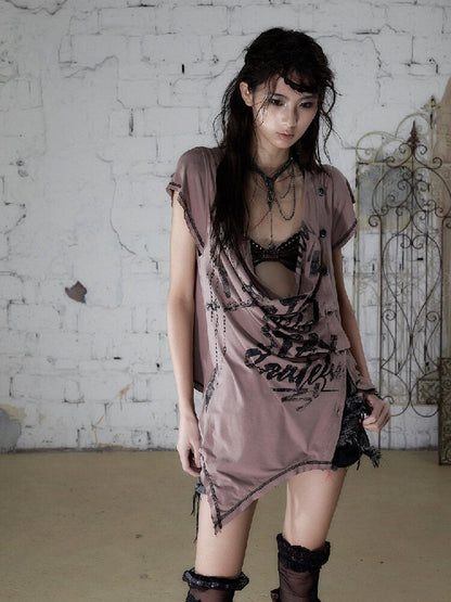 Punk Metallic Bikini Short T-Shirt【s0000016978】